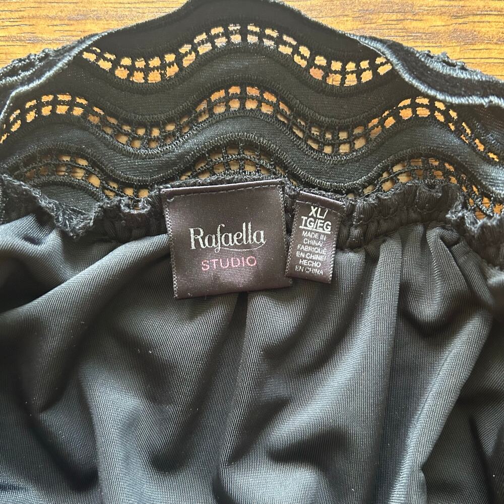 Rafaella Studio Black Velvet Blouse Witchy Goth Scalloped Neckline flare sleeve - Picture 13 of 13